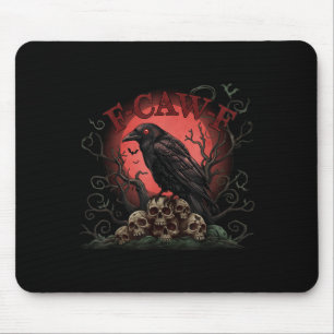 Skull Pile Raven F-caw-f Halloween Tee Mouse Pad