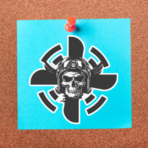 Skull Pilot & Airplane Propeller, Minimalist,Black