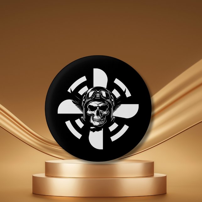 Skull Pilot & Airplane Propeller, Minimalist,Black 1 Inch Round Button (Creator Uploaded)
