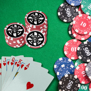 Skull Pilot & Airplane Propeller, Minimalist,Black Poker Chips