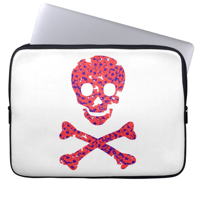skull pink flower pattern laptop sleeve (Front)