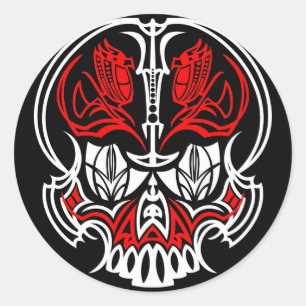 Skull Pinstriping Classic Round Sticker