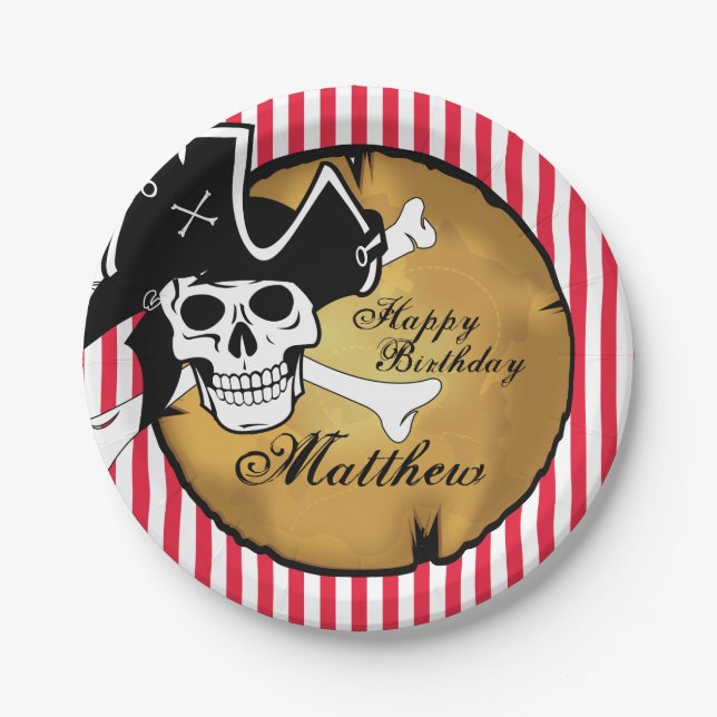 Skull, Pirate Birthday Party Plates (Front)