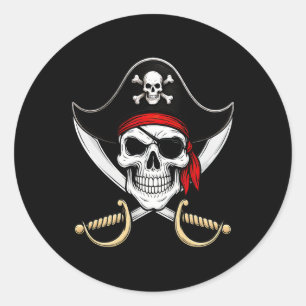Skull Pirate Jolly Roger Flag Halloween Classic Round Sticker