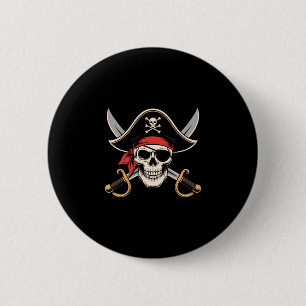 Skull pirate jolly roger flag halloween funny 2 inch round button