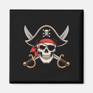 Skull pirate jolly roger flag halloween funny magnet