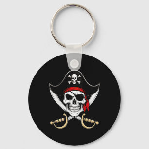 Skull Pirate Jolly Roger Flag Halloween Keychain