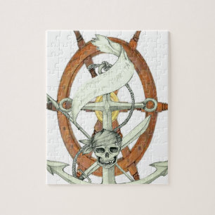 Skull Pirate Ship Anchor Jigsaw Puzzle