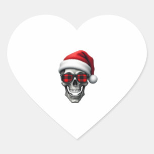 Skull Plaid Santa Hat Christmas Pajama Cool Skelet Heart Sticker
