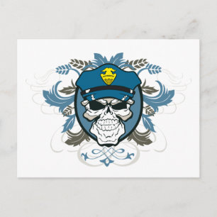 Skull Police Officer Postcard