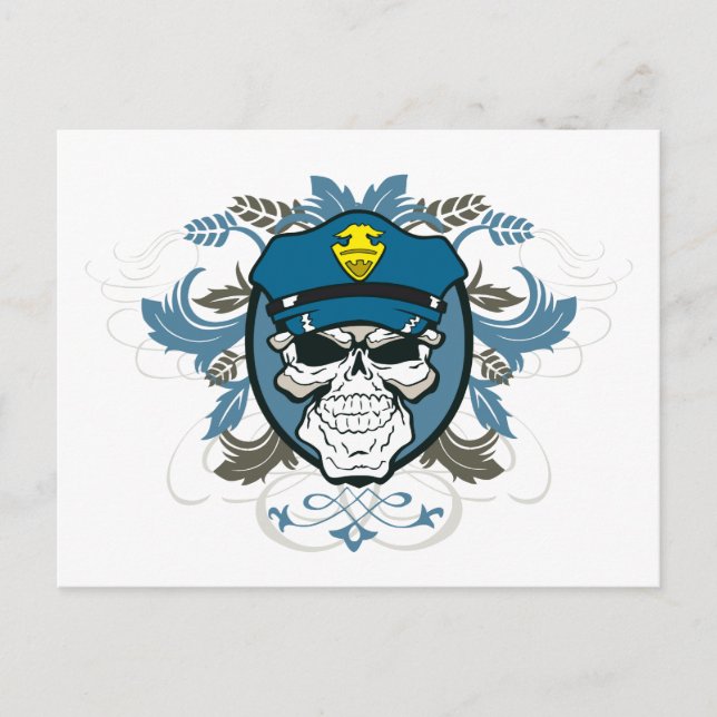 Skull Police Officer Postcard (Front)