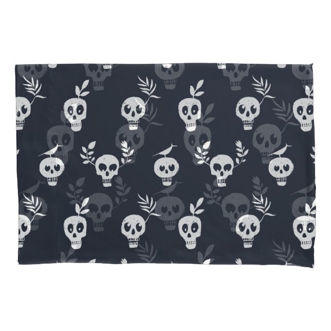 Skull Polka: Botanical Humourous Pattern Pillowcase (Front)