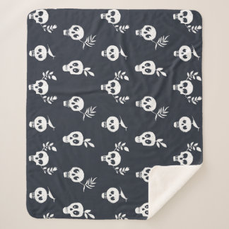 Skull Polka: Botanical Humourous Pattern Sherpa Blanket