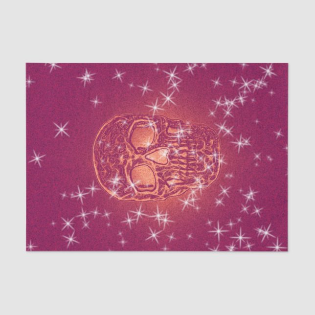 Skull Pop Art Pink Purple Glitter Colourful Tissue Paper (Front)