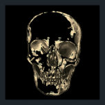Skull Pop Art Sepia Black Retro Poster<br><div class="desc">Fantasy Art Skull Skeleton - Blue & Purple Tones Heavy Metal Punk Rock College Pop Art Image</div>