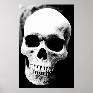 Skull Poster Print Black White Fantasy Metal Rock