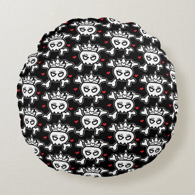 Skull Princess Pattern Round Pillow (Front)