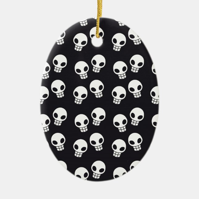 Skull Print Ceramic Ornament (Front)