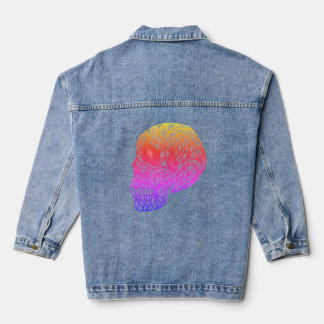 Skull Print Denim Jacket With Sunset Colors