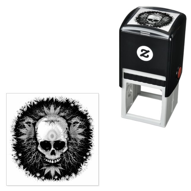 Skull Psychedelic Trippy Explosion mugs Self-inking Stamp (In Situ)