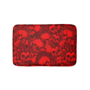 skull punk bath mat