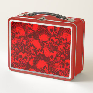 skull punk metal lunch box