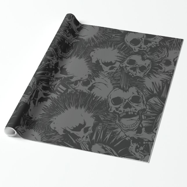 skull punk wrapping paper (Unrolled)
