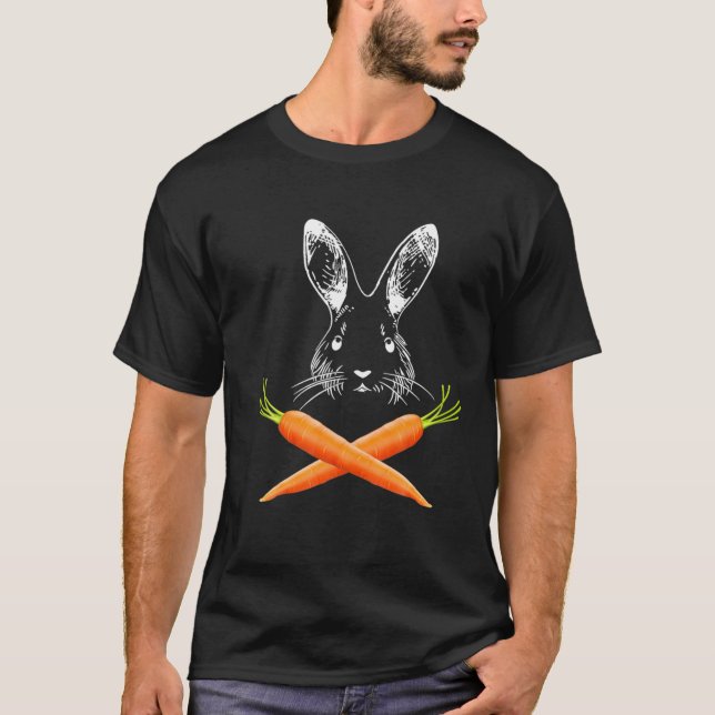 Skull Rabbit Crossbones Carrots Easter Day T-Shirt (Front)