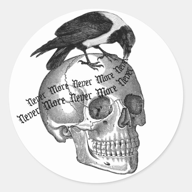 Skull & Raven Classic Round Sticker (Front)