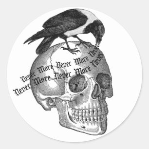 Skull & Raven Classic Round Sticker