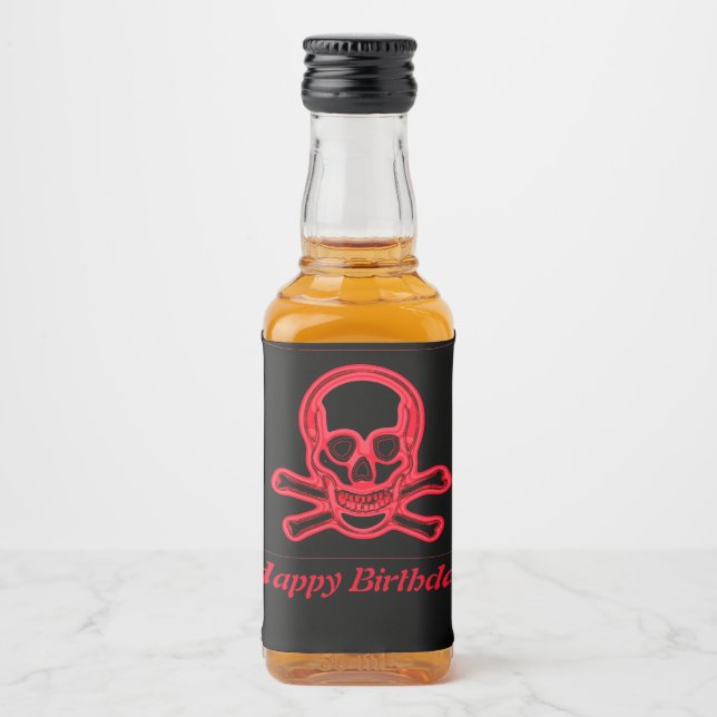 Skull red and black colours,digital art personaliz liquor bottle label (Front)