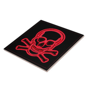 Skull red and black colours,digital art tile