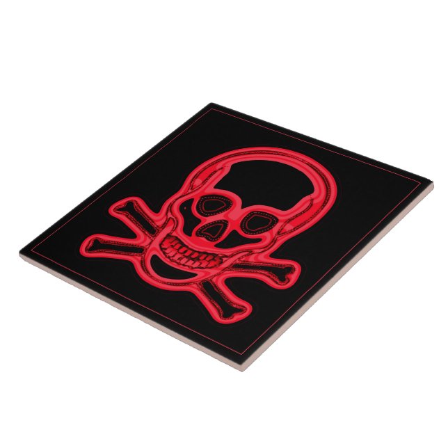 Skull red and black colours,digital art tile (Side)