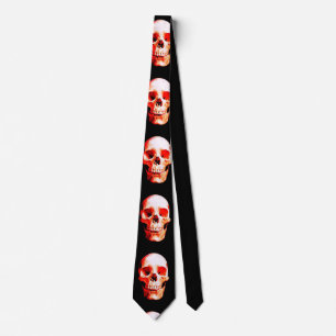 Skull Red & Black Artwork Tie