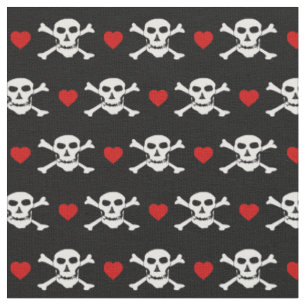 Skull & Red Heart Fabric - Pirates/ boat fashion