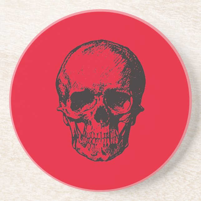 Skull Red Pop Art Coaster (Front)