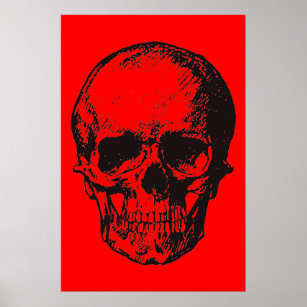 Skull Red Pop Art Fantasy Art Heavy Metal Poster