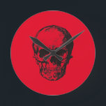 Skull Red Pop Art Round Clock<br><div class="desc">This product was very good and I love how easy it is for customize design. The design was very simple so I'm very pleased when I create.</div>