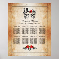 Skull Red Rose Table Plan Wedding Poster 8 Seating