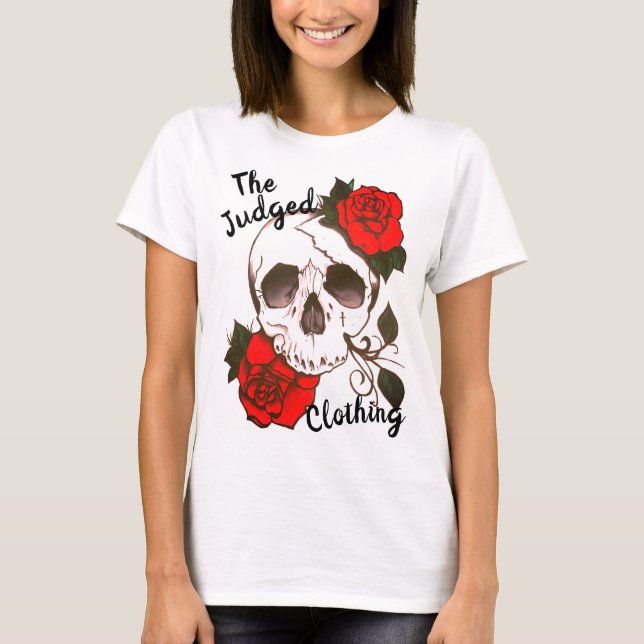 skull red rosed thejudged womens tee shirt (Front)