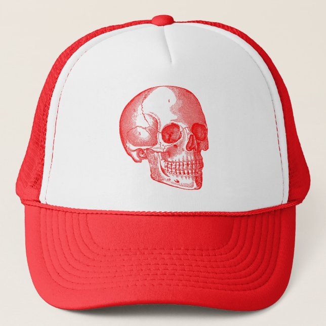 Skull - Red Trucker Hat (Front)