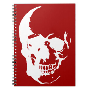 Skull - Red & White Metal Fantasy Art Notebook