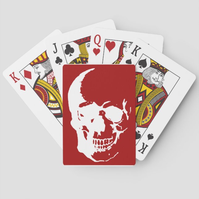 Skull - Red & White Metal Fantasy Art Playing Cards (Back)