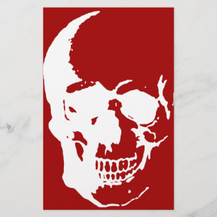 Skull - Red & White Metal Fantasy Art Stationery