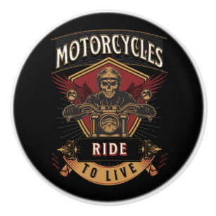 Skull Ride Motorcycles, Ride To Live Ceramic Knob