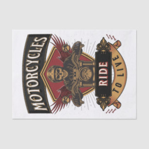 Skull Ride Motorcycles, Ride To Live Tissue Paper