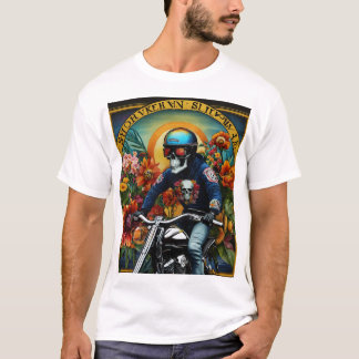 "Skull Rider: A Bold Ride Through Vibrant Blossoms T-Shirt