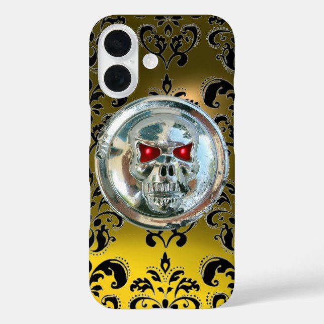 SKULL RIDERS DAMASK GEM Yellow TOPAZ Case-Mate iPhone Case (Back)