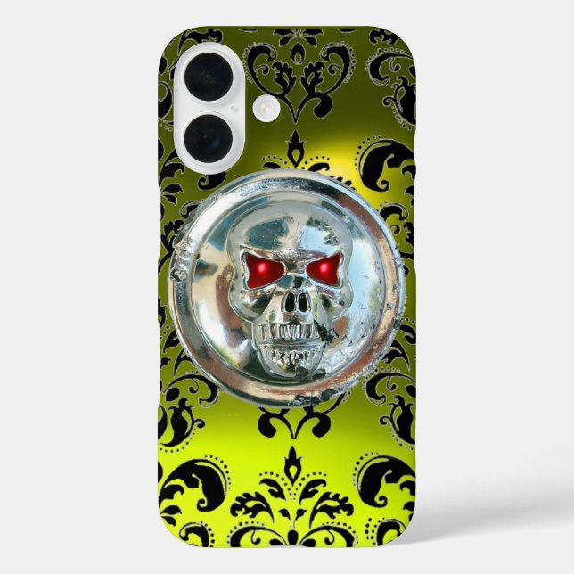 SKULL RIDERS DAMASK GEMSTONE Topaz  Yellow Case-Mate iPhone Case (Back)