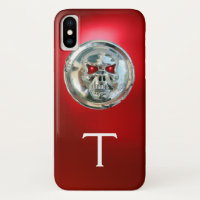 SKULL RIDERS METAL GREY RED MONOGRAM